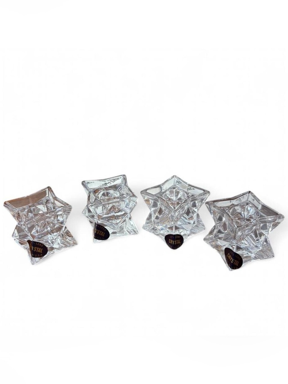 Clear Crystal Star Tealight Holders - Set of 4